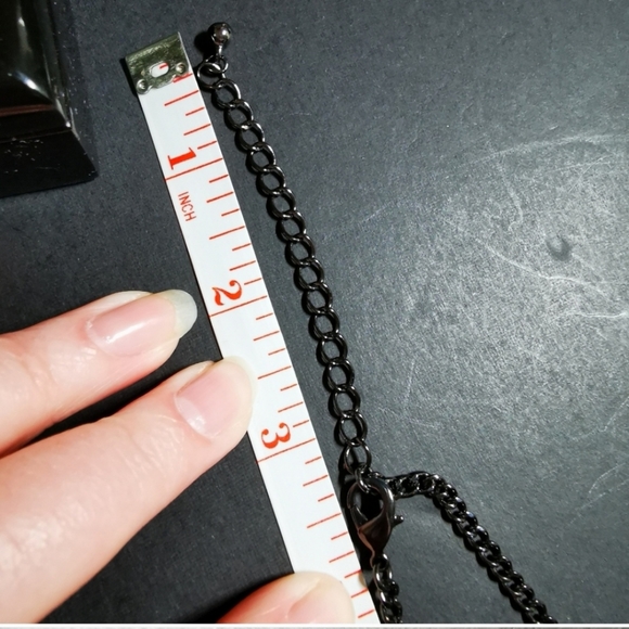 Smokey Gray and Light Amber Rhinestone Long Front Statement Necklace - Picture 15 of 15